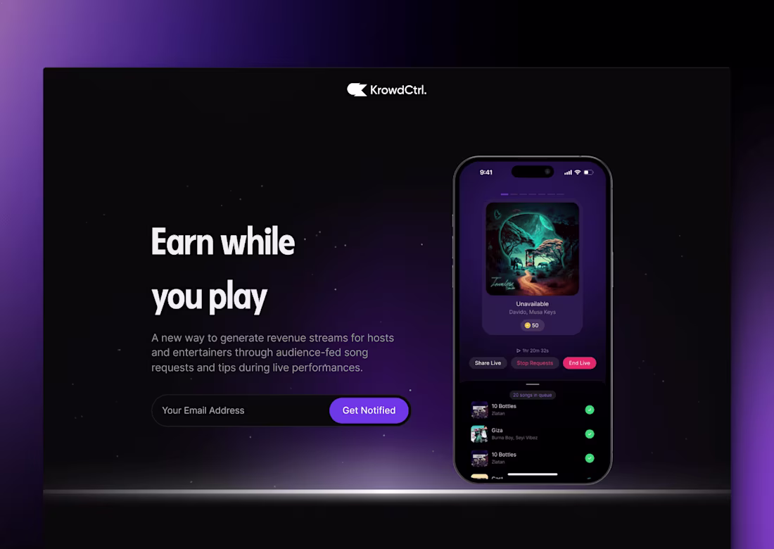 Cover image for KrowdCtrl (Landing page)