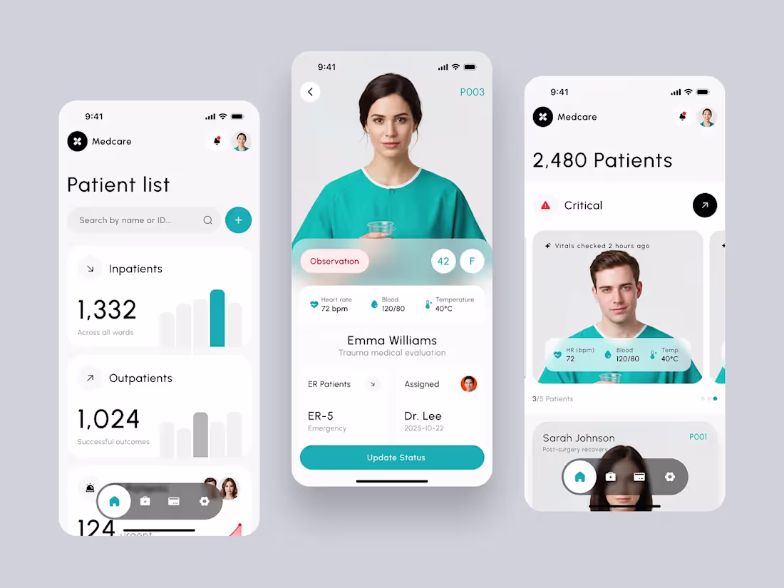 Cover image for Medcare Health - Patient List on Mobile Hospital Dashboard M...