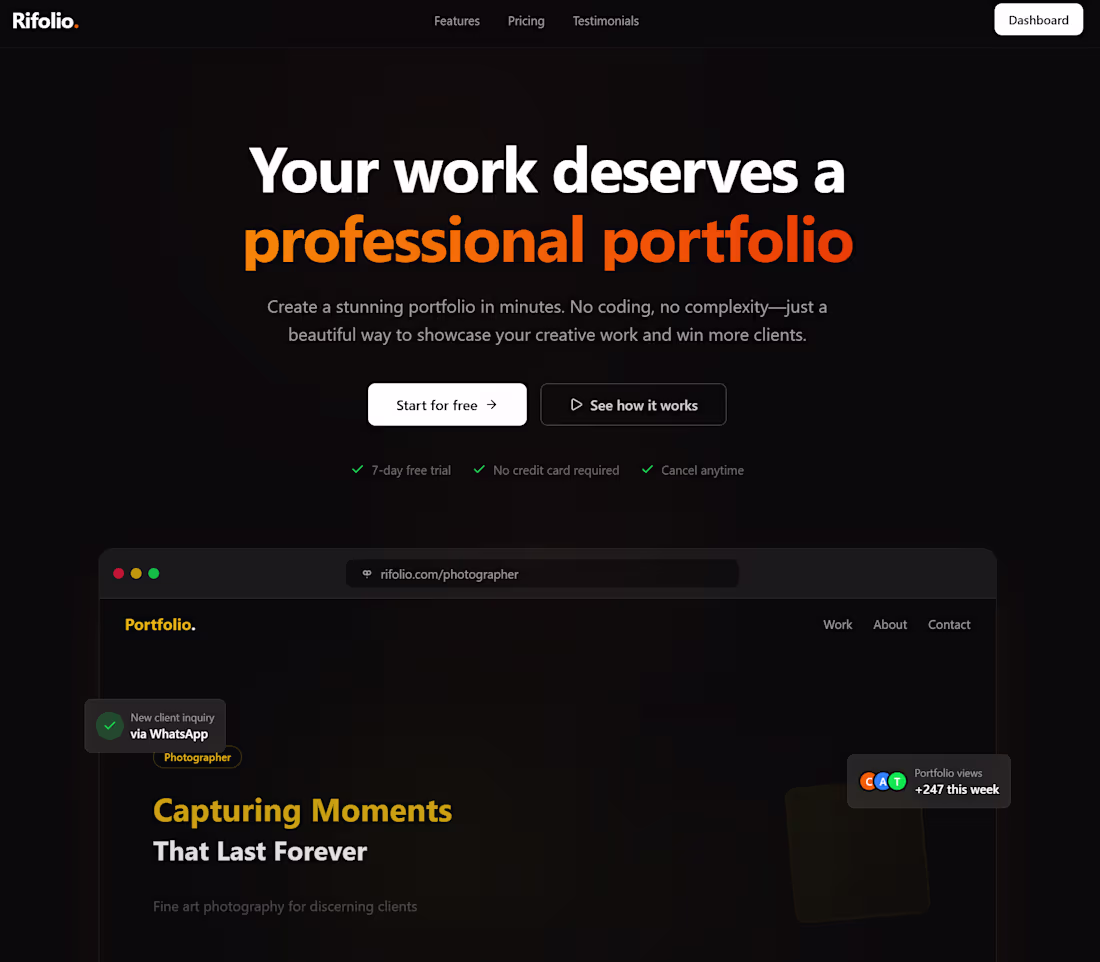 Cover image for Rifolio is a full-stack SaaS portfolio platform I designed a...