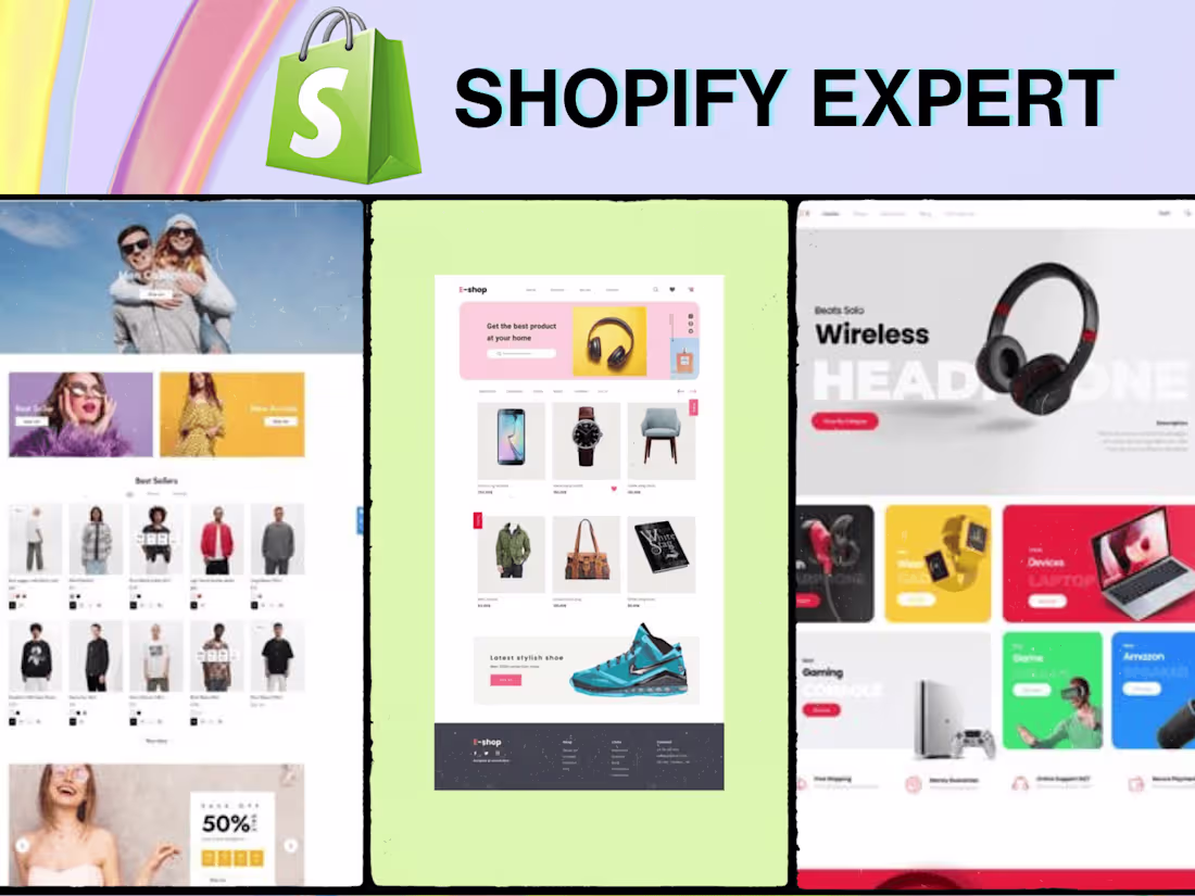 Cover image for Shopify design, Shopify website, Shopify store set up, Shopify