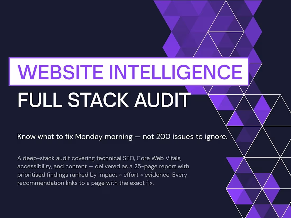 Cover image for Website Intelligence Audit — Full Health Check + 90-Day Plan