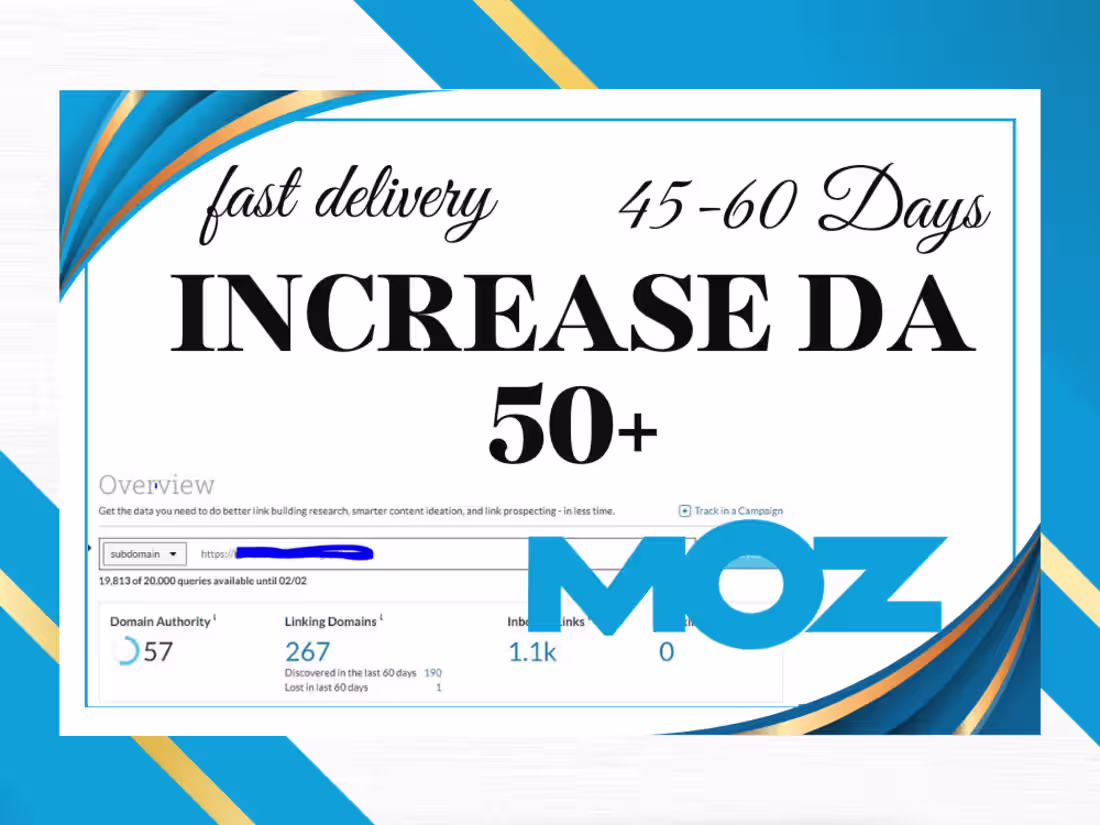 Cover image for Increased Website MOZ DA Up to 50 Plus