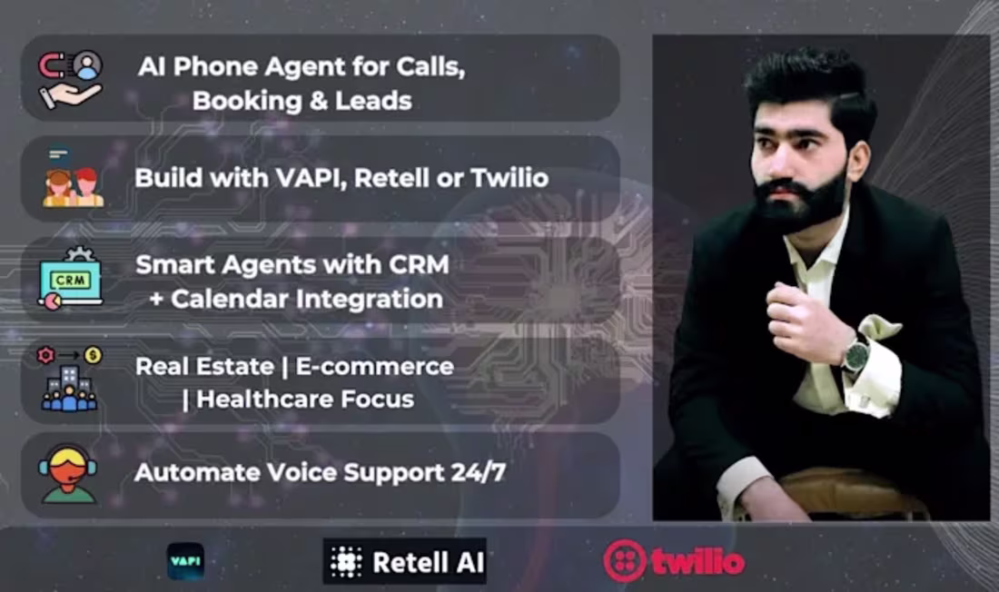 Cover image for I will set up ai calling agent using vapi, twilio, and retell