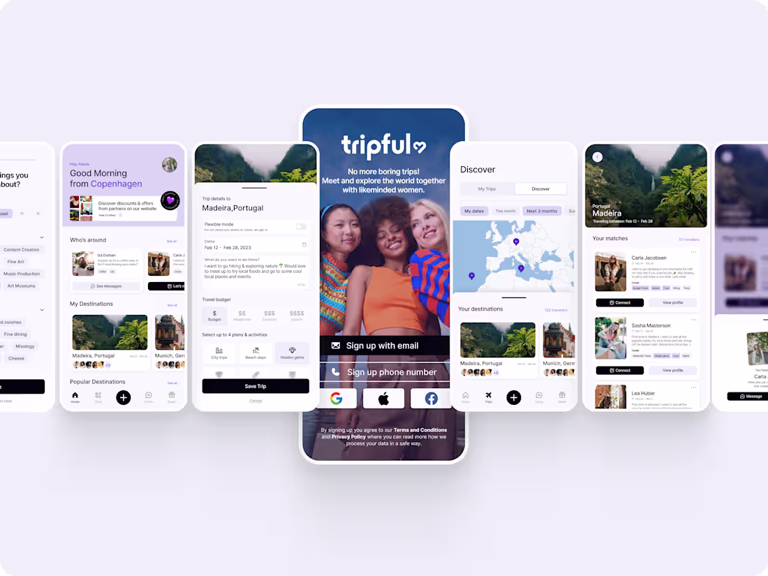 Cover image for Mobile app design for Tripful