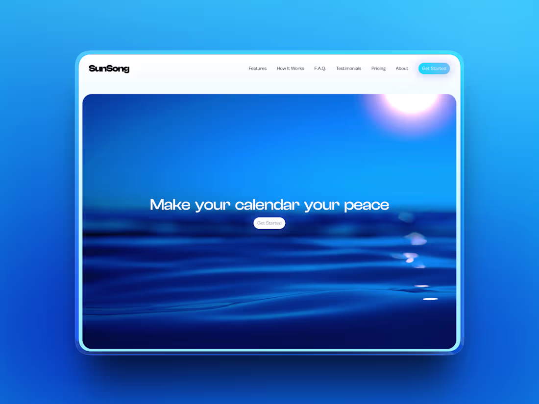 Cover image for SunSong - Peaceful Landing Page for Calendar Wellness SaaS