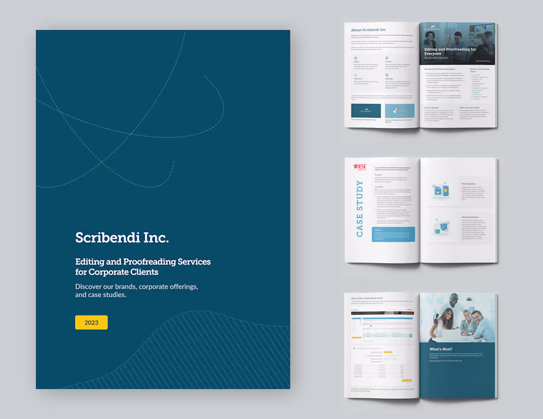 Cover image for Bi-Fold Brochure Design for Scribendi Corporate Profile