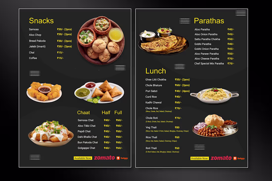 Cover image for Restaurant Menu card