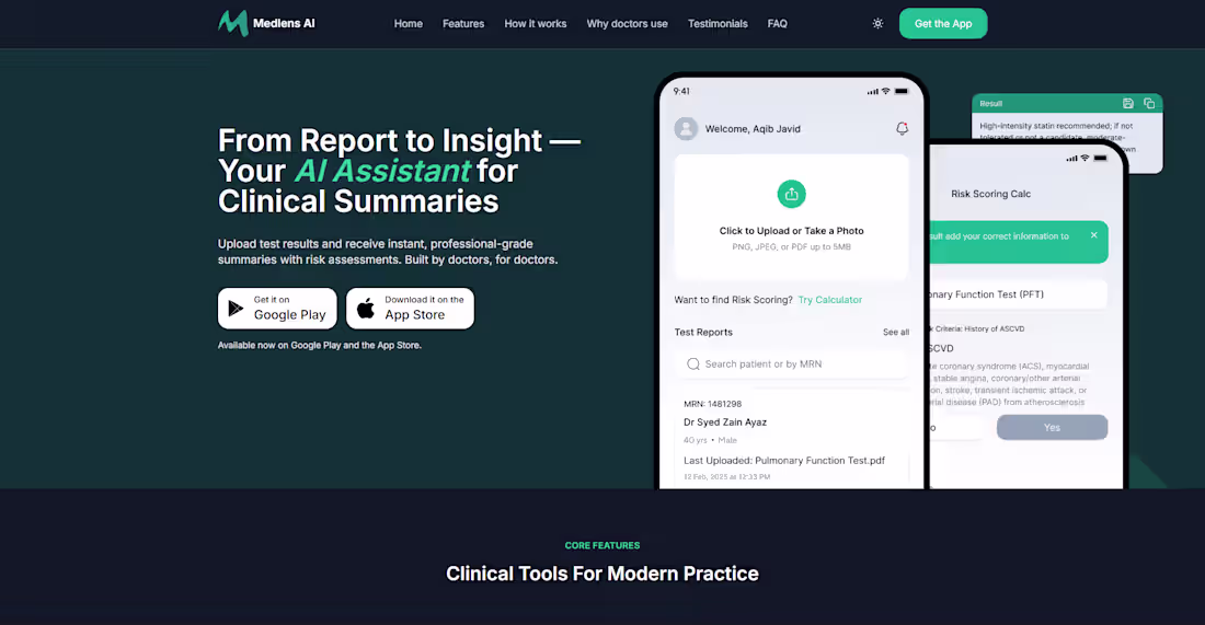 Cover image for Medlens AI - AI-Powered Clinical