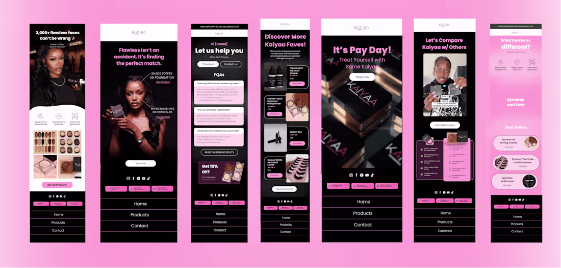Cover image for Email campaigns designed for a UK Cosmetics Brand. 💄