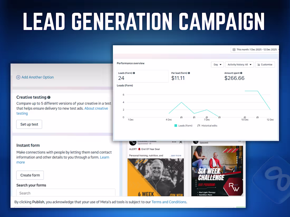 Cover image for Planned and executed a Meta Lead Generation campaign using I...