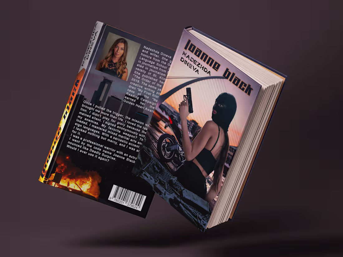 Cover image for Custom Hardcover Book Design for Action-Thriller "Joanne Black"