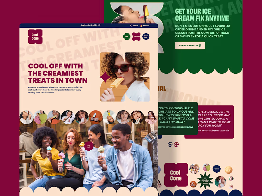 Cover image for Ice cream website homepage : Behance