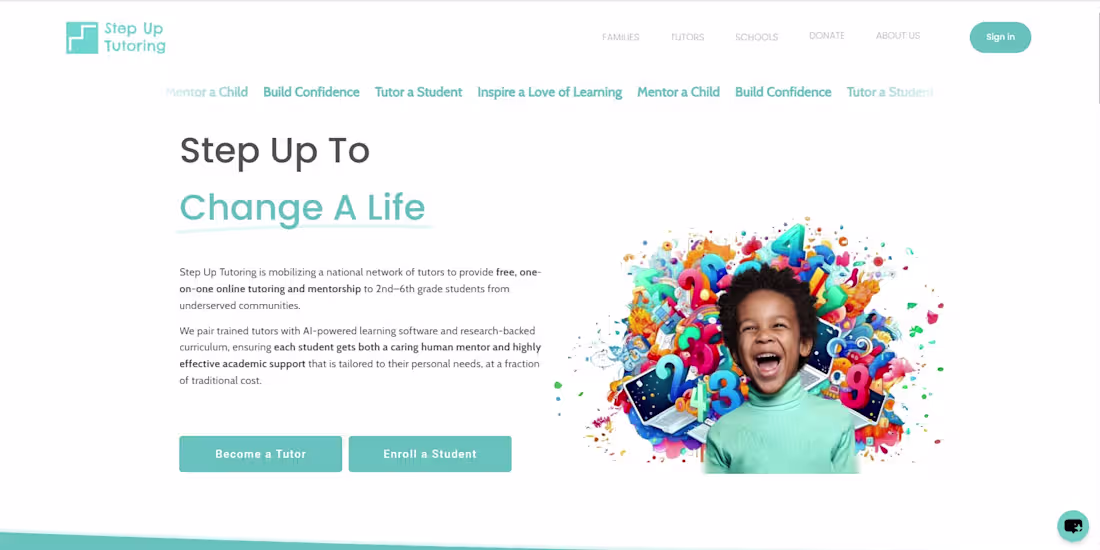 Cover image for StepUpTutoring.org (http://StepUpTutoring.org) is a nonprofit