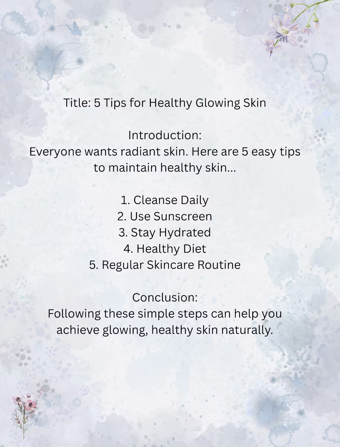 Cover image for "skincare blog sample-5 tips for
