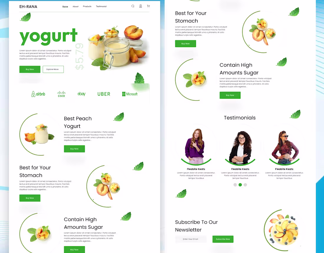 Cover image for food website landing page design