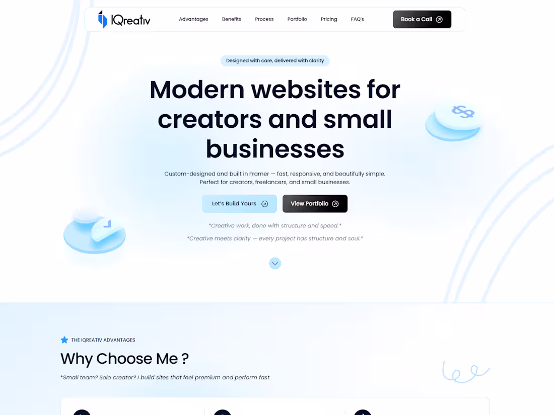 Cover image for Custom-built Framer websites — fast, clean, effective.