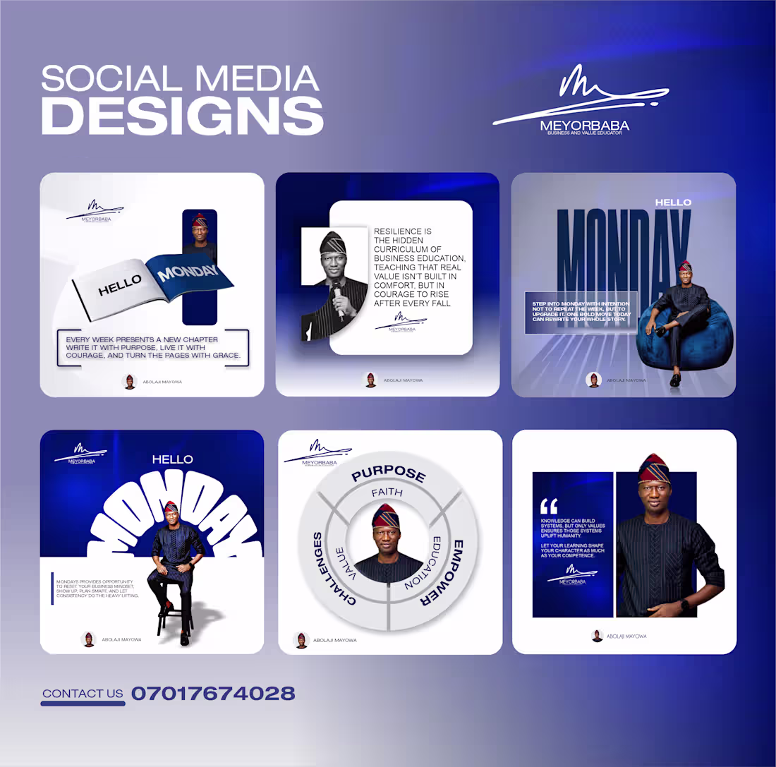 Cover image for Social media personal branding work. Daily and weekly designs