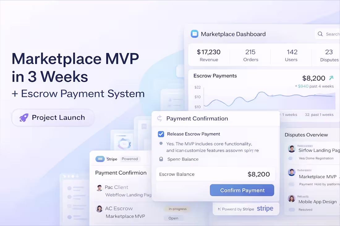 Cover image for Marketplace MVP with Escrow Payment System (3 Weeks)