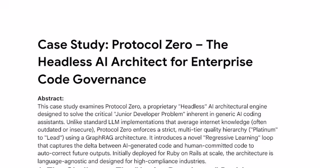 Cover image for Protocol Zero: AI Architectural Engine Development