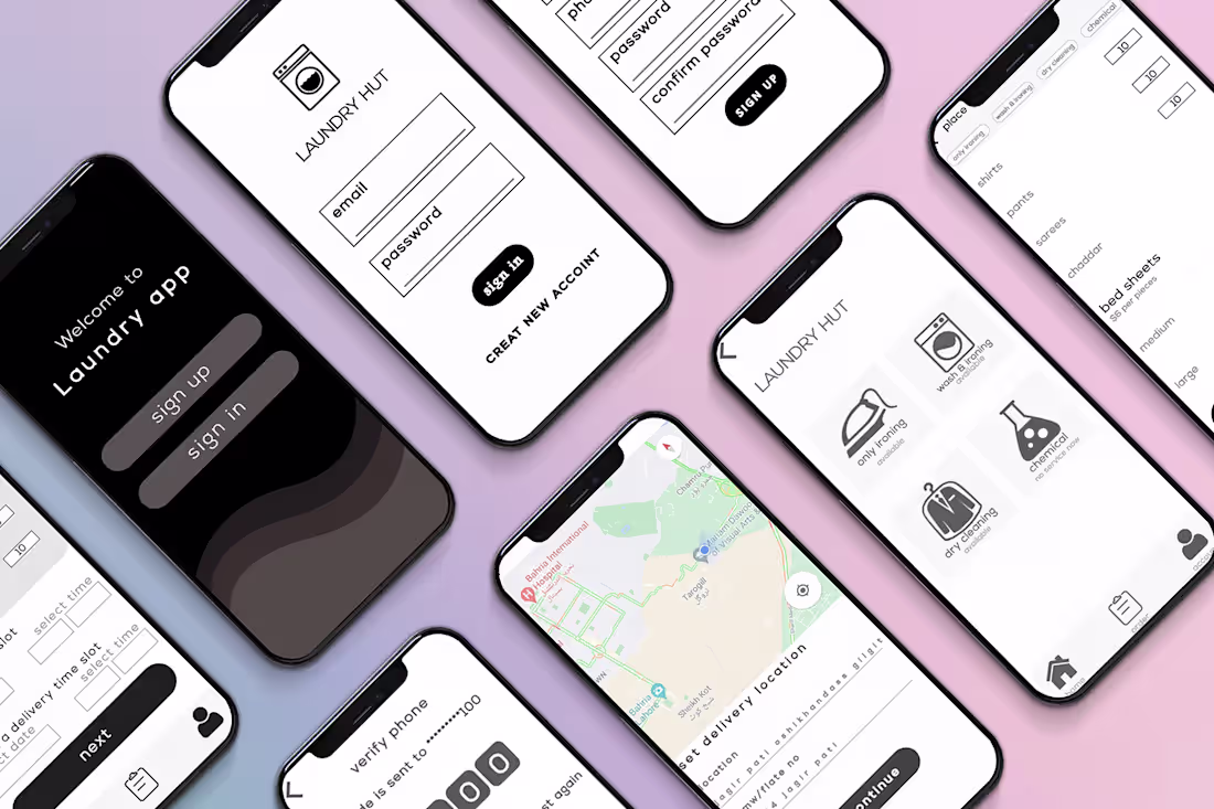Cover image for WIREFRAME LAUNDRY APP WORKING PROTOTYPE:: Behance