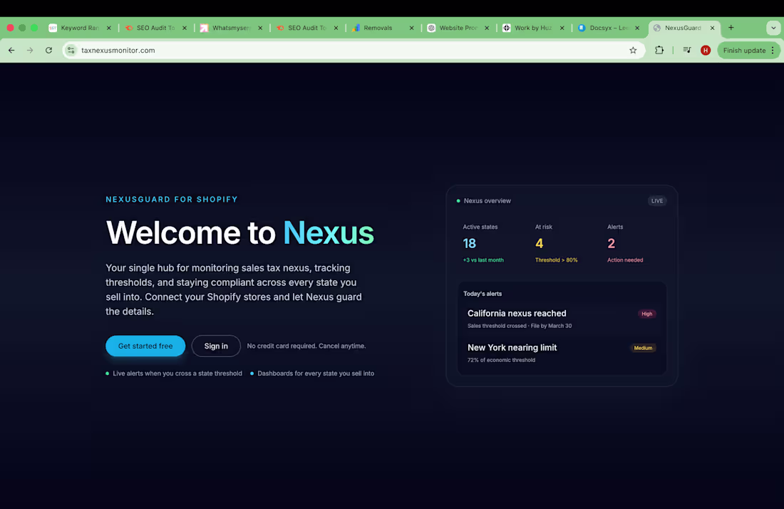 Cover image for Tax Nexus Monitor provides automated