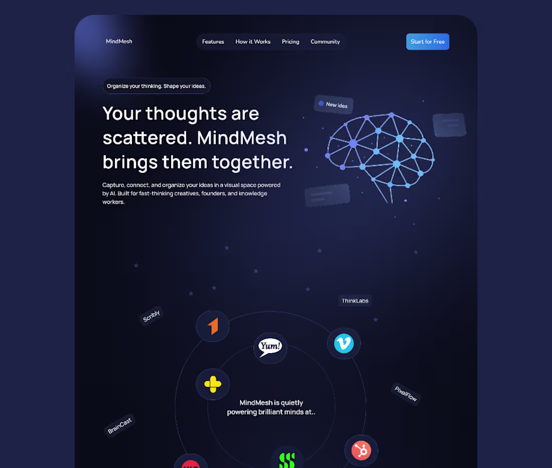 Cover image for MindMesh Landing Page Design