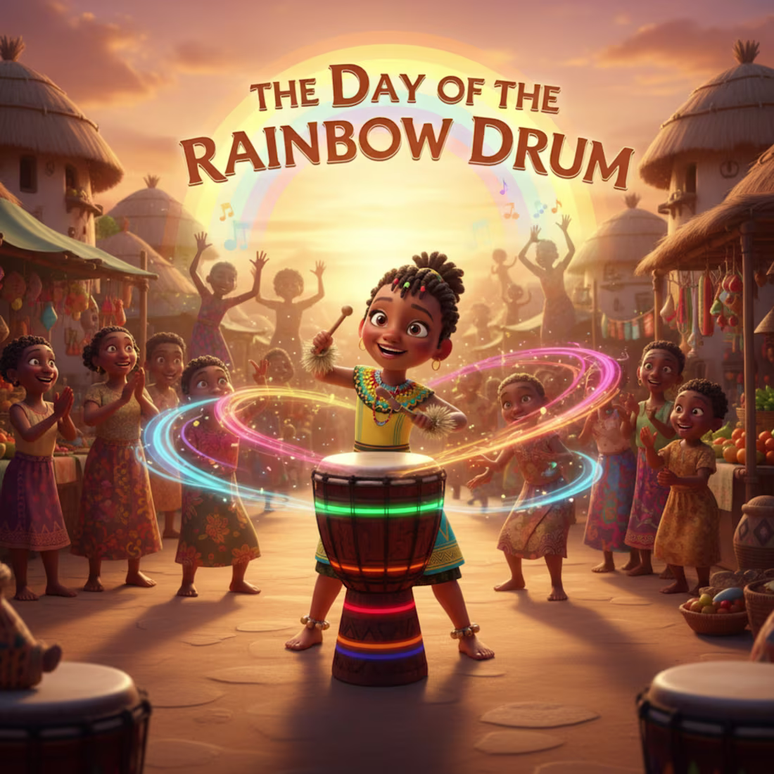 Cover image for Project: The Day of the Rainbow Drum A vibrant African-inspi...