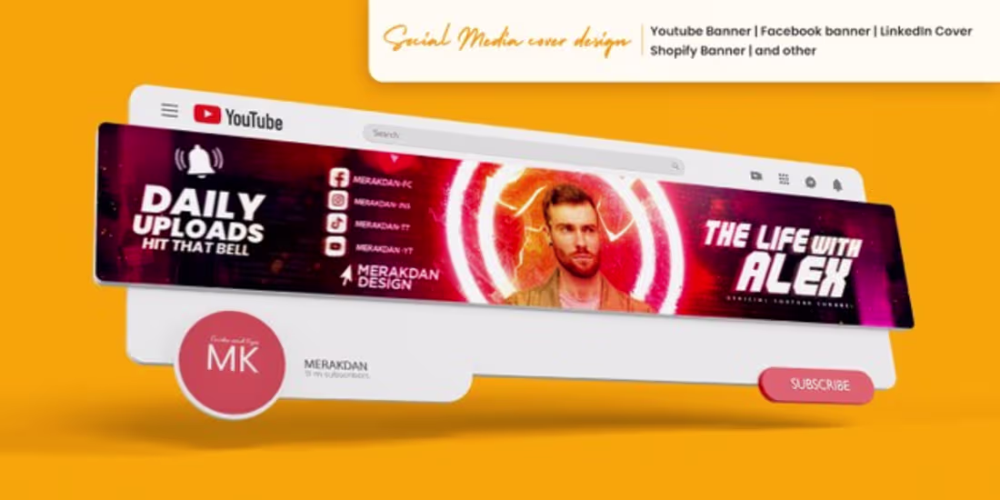 Cover image for I will design stunning youtube header,Cover design & twitch ban…