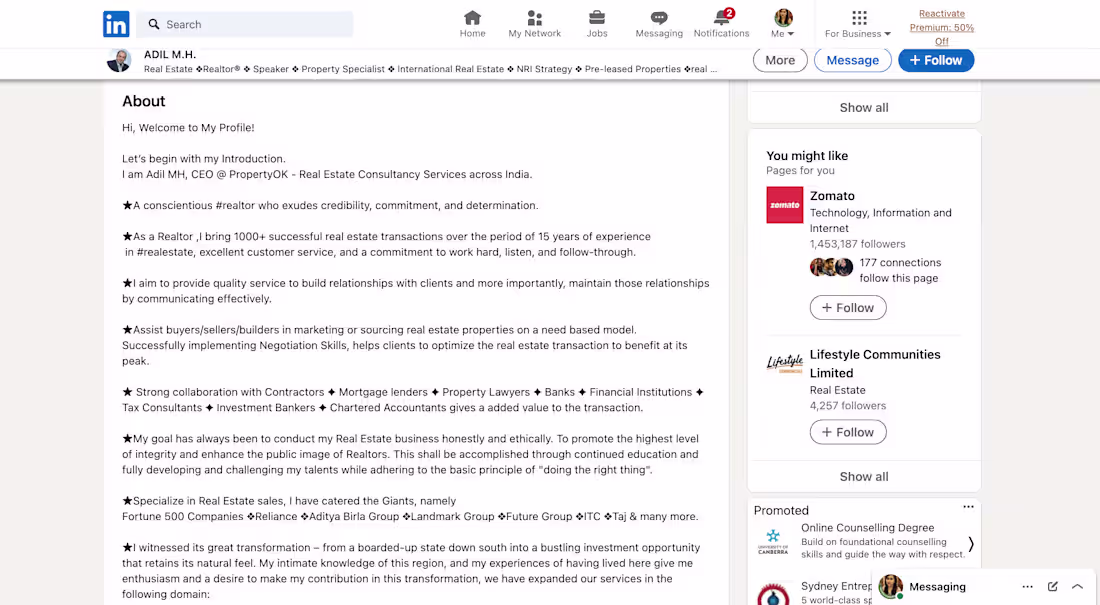 Cover image for LinkedIn Profile - CEO, PropertyOK