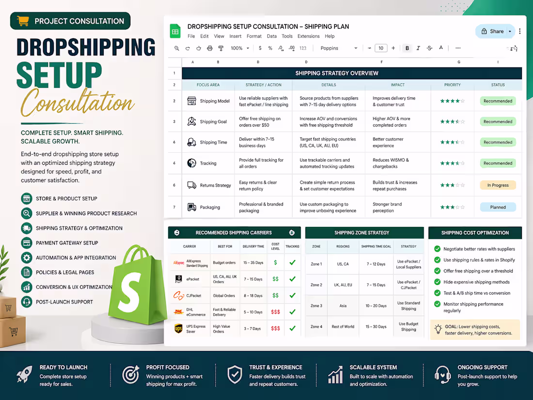 Cover image for Shopify Dropshipping Setup Consultation Example