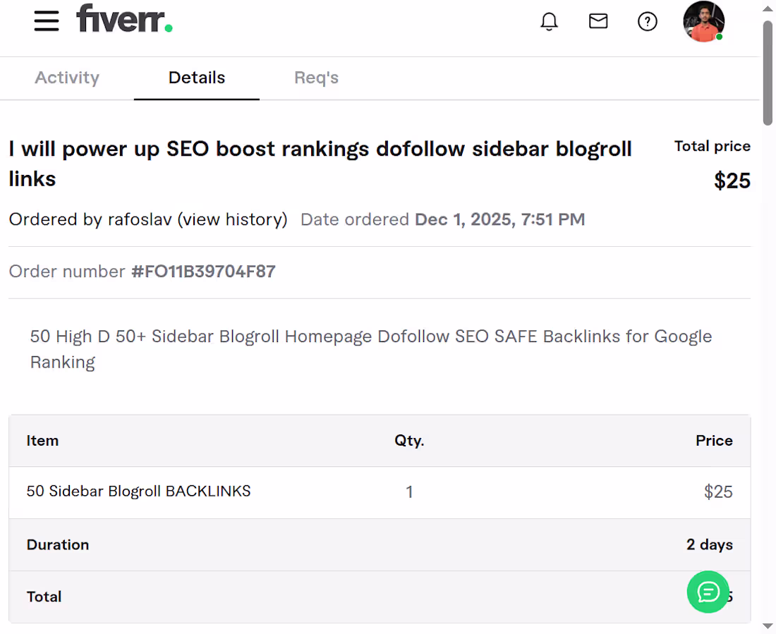 Cover image for Completed a Fiverr order delivering