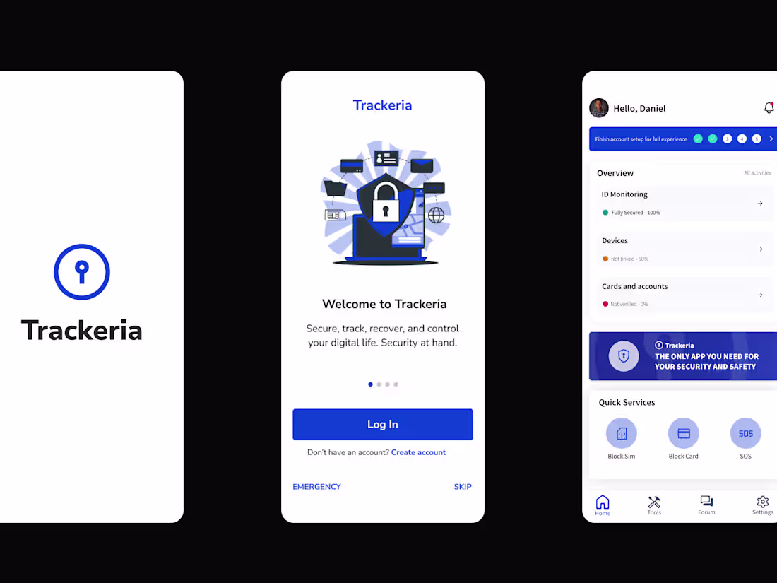 Cover image for Trackeria - Security Mobile App Design
