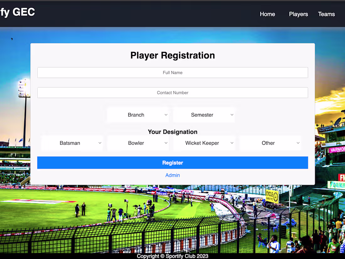Cover image for Cricket Auction System for GEC Sportify