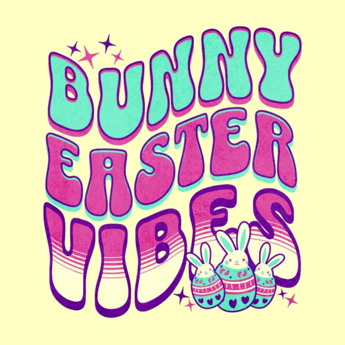 Cover image for Easter Bunny Vibes T-shirt design template T-Shirt Design Templ…