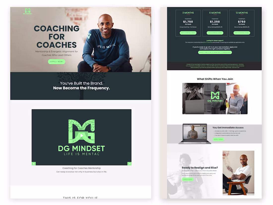 Cover image for Kajabi Landing Page Design for DG Mindset