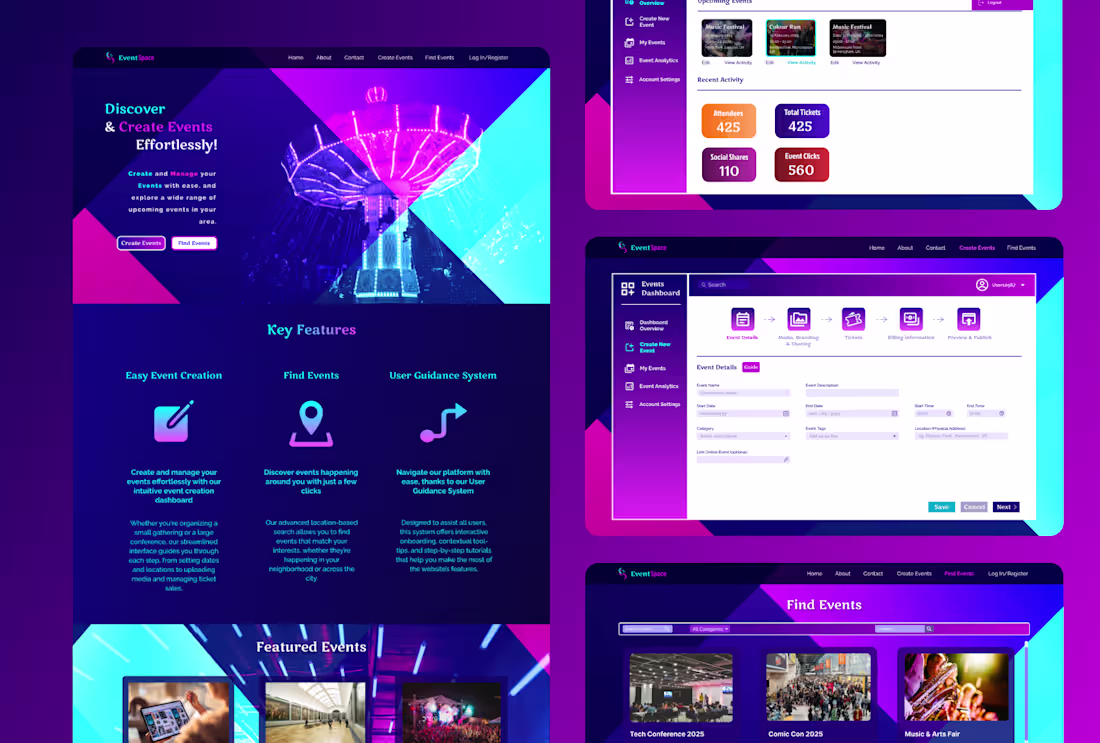 Cover image for Event Management Website with User Guidance System