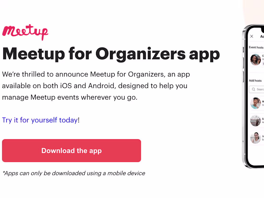 Cover image for Meetup for Organizers App