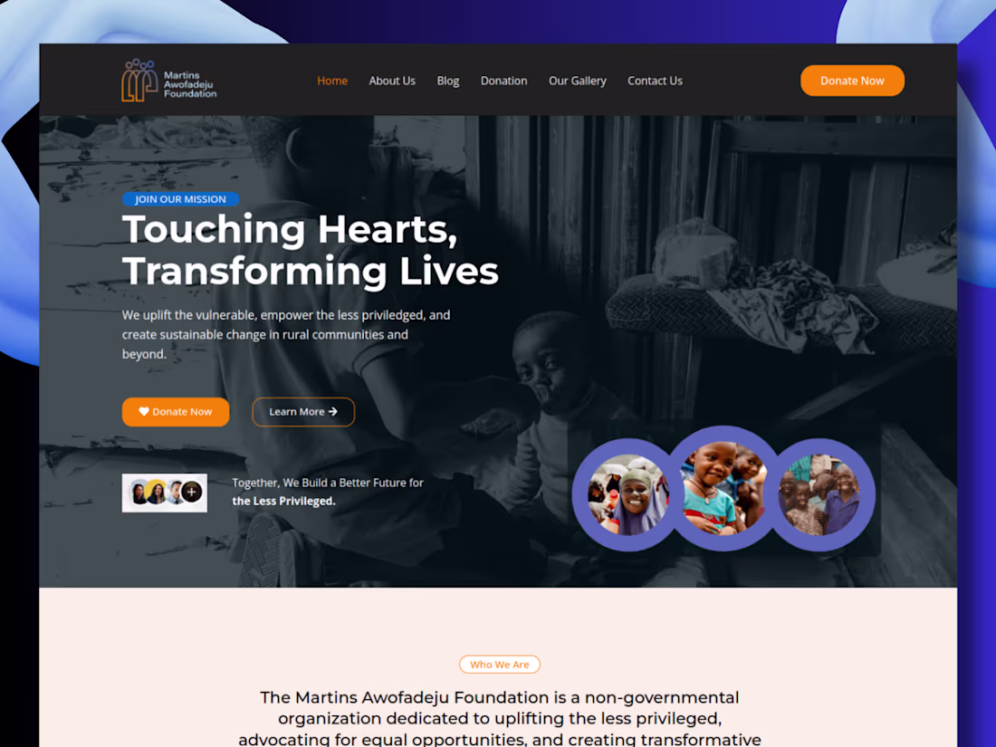 Cover image for Martins Awofadeju Foundation: NGO Website Design