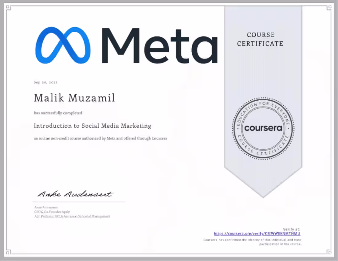 Cover image for Social Media Management Certification!