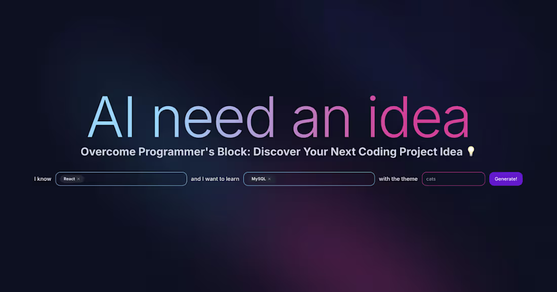 Cover image for Ai need an idea