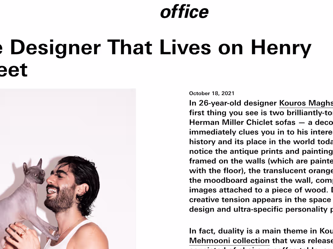 Cover image for Office Magazine - The Designer That Lives on Henry Street