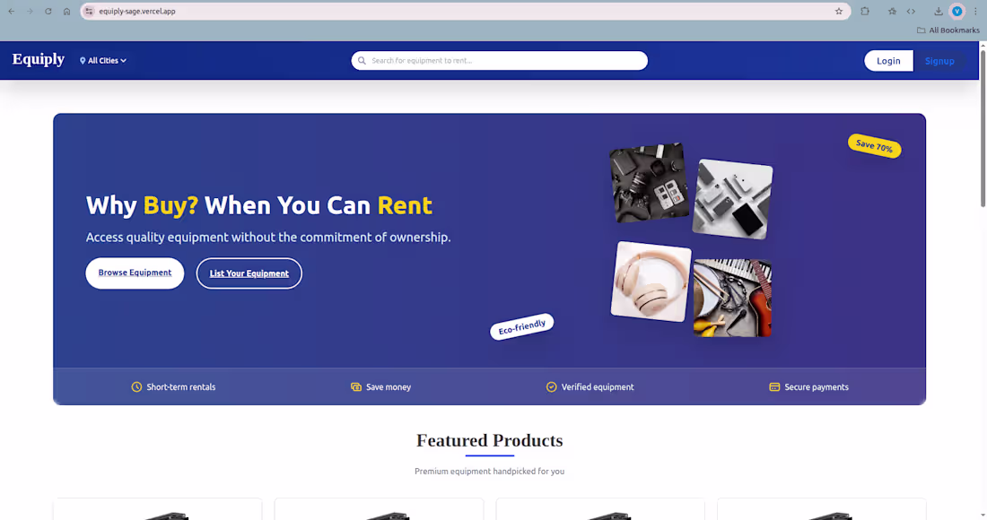 Cover image for Equiply online equipment rental platform