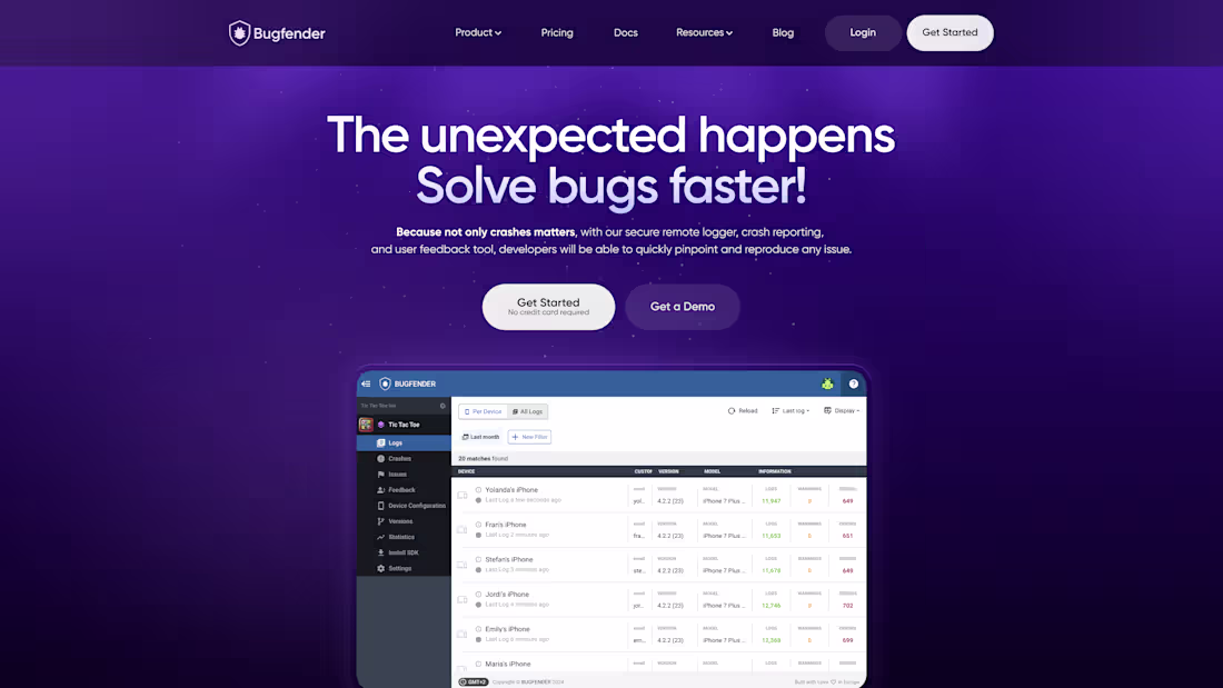 Cover image for Bugfender - Solve Bugs Faster