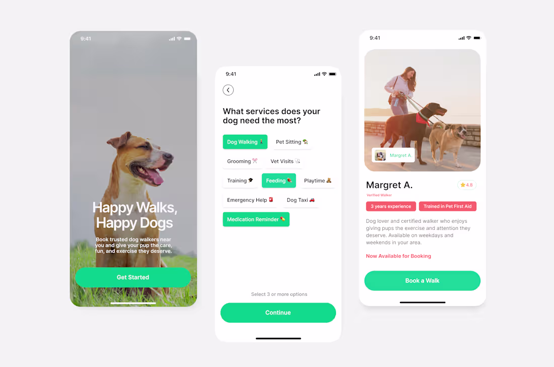 Cover image for Dog Walking App UI – Onboarding & User Flow