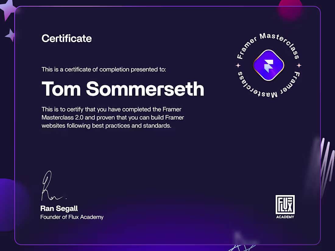 Cover image for Framer certified expert