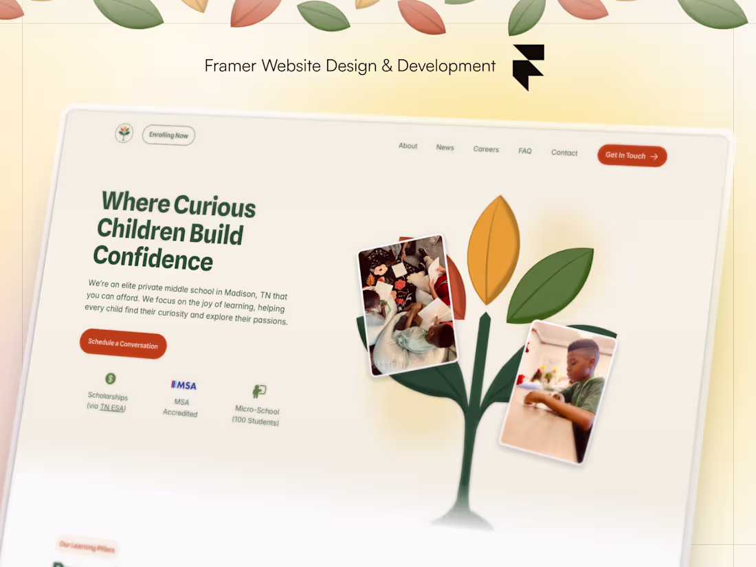 Cover image for 7-page Framer Website for Flourish Schools in 3 days