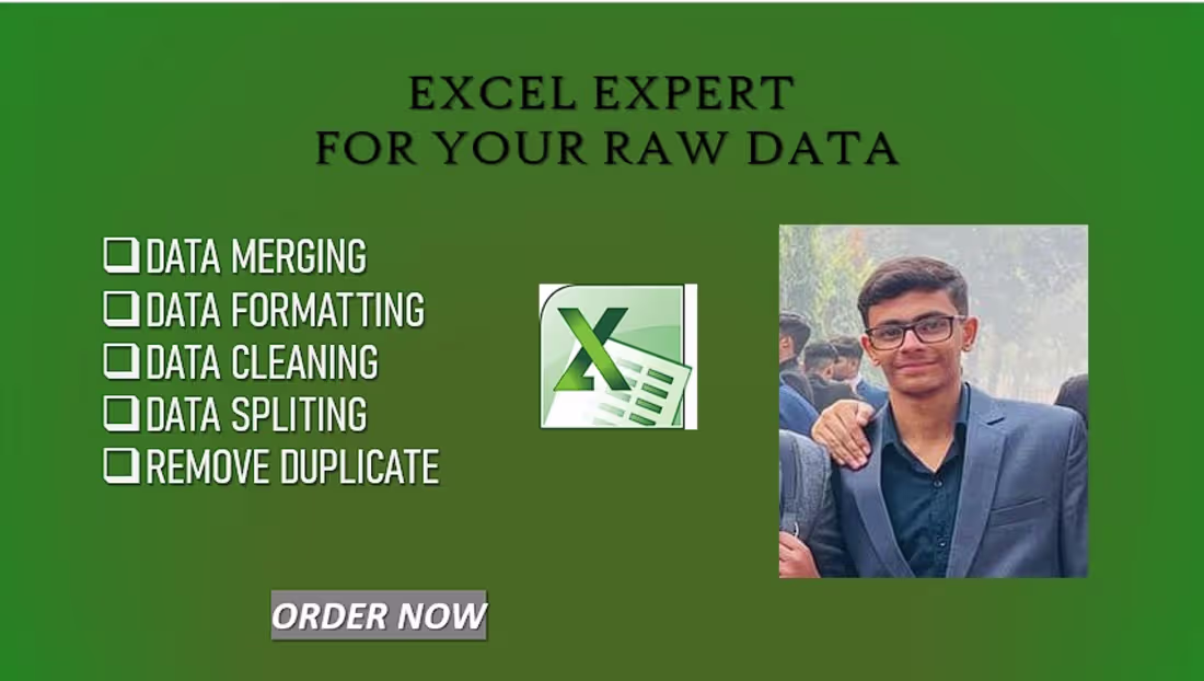 Cover image for I WILL CLEAN UPTO 1000 COLUMNS AND 10 ROWS IN EXCEL 