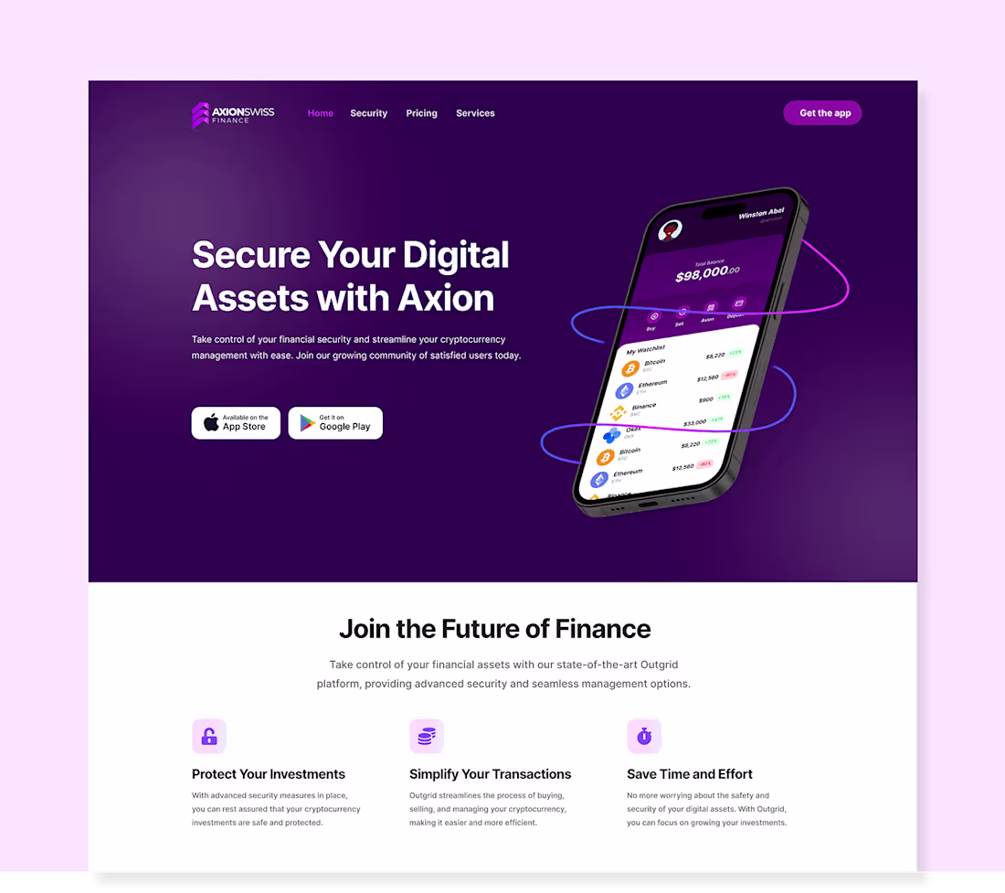 Cover image for Modern Crypto Finance Landing Page
