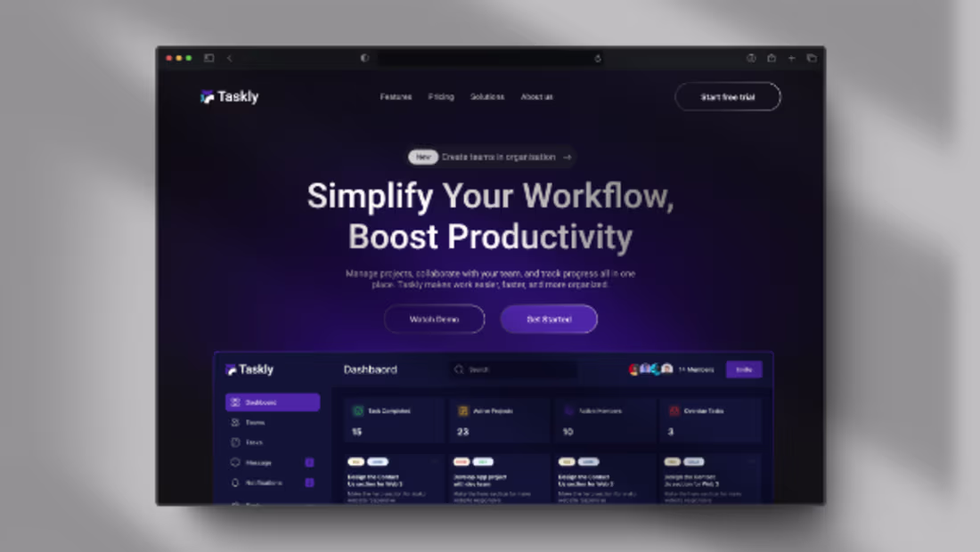Cover image for Taskly – Productivity and Task Management Dashboard