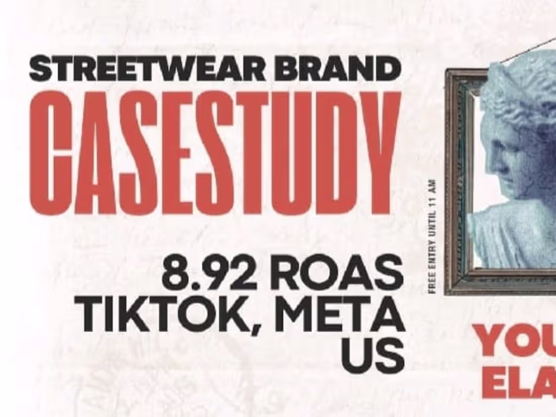Cover image for 8.92X ROAS - TikTok/FB Ads - Streetwear Brand CaseStudy - US.